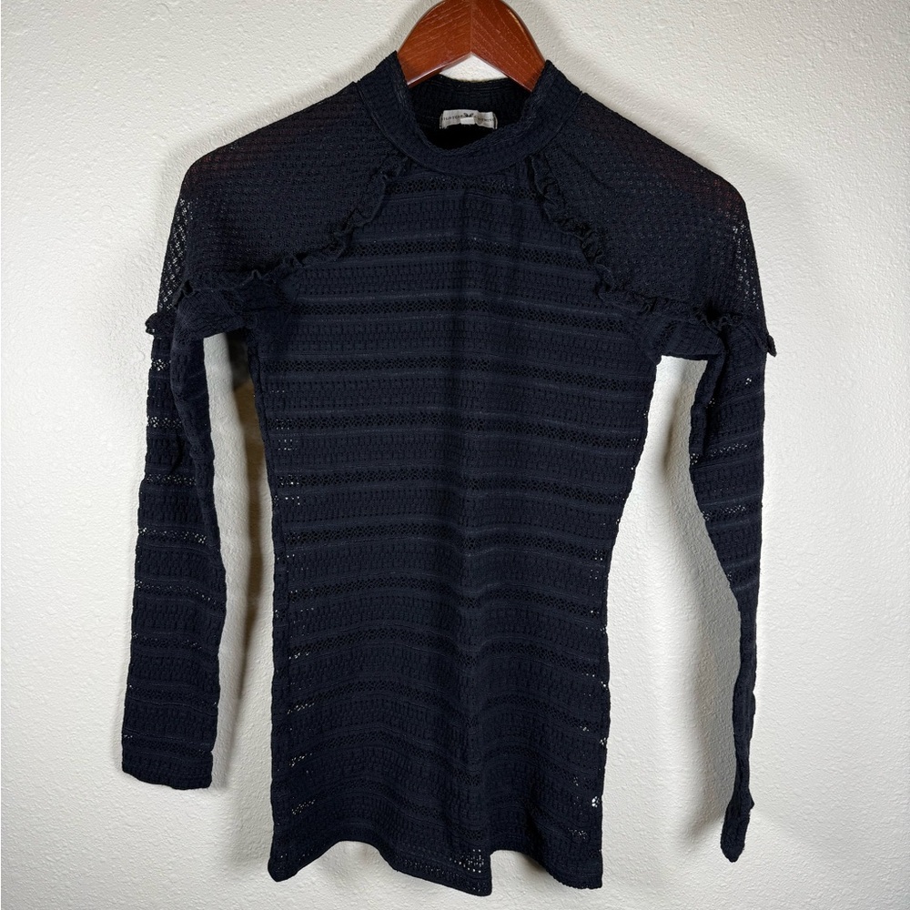 Nightcap Womens Lace Long Sleeve Mock Neck Ruffle WhimsiGoth Top Sz 2 Feminine